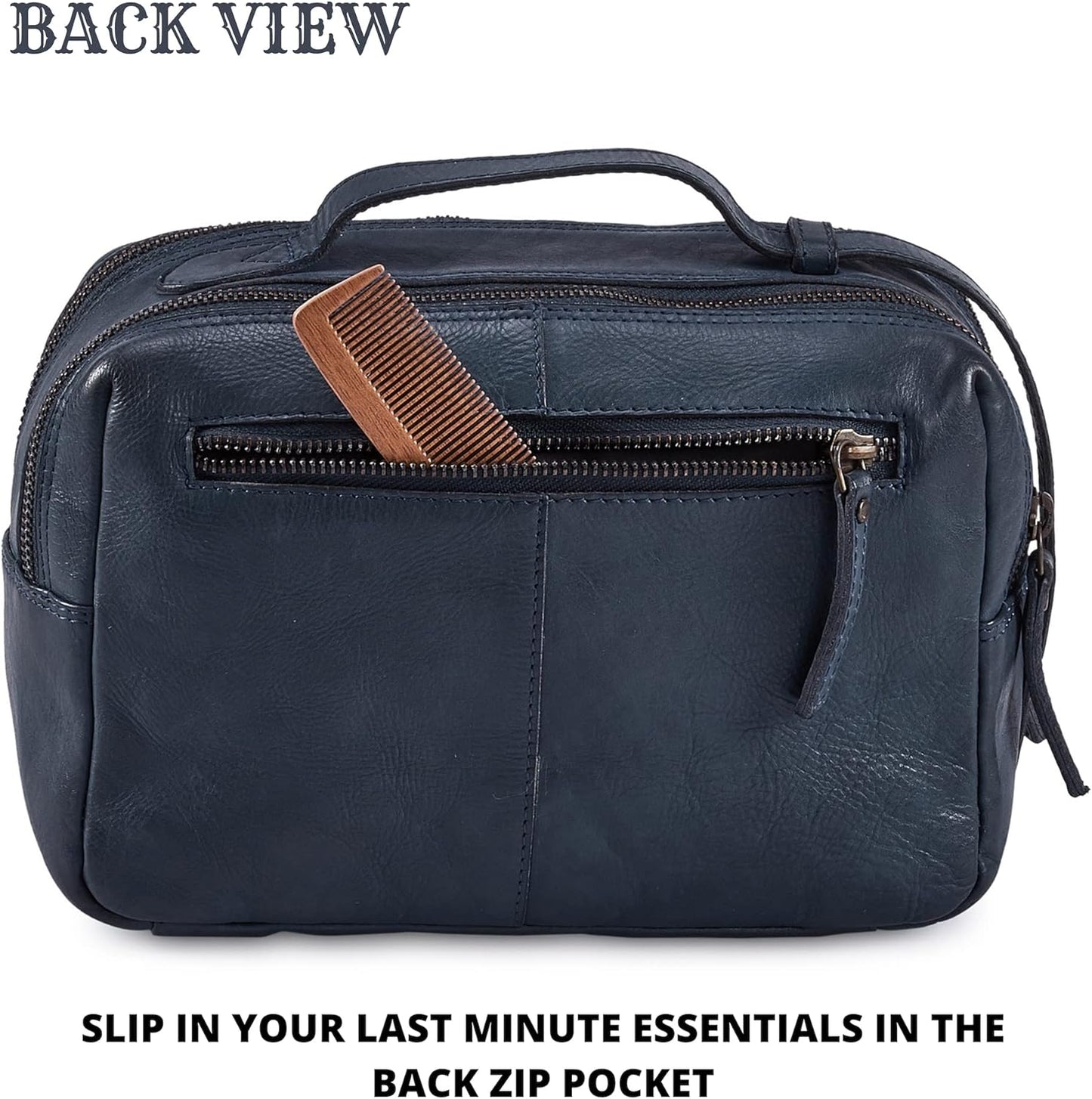 Real Leather Toiletry Bag Dopp Kit for Men Women Travel Shaving Pouch Organiser Double Compartment Cosmetic