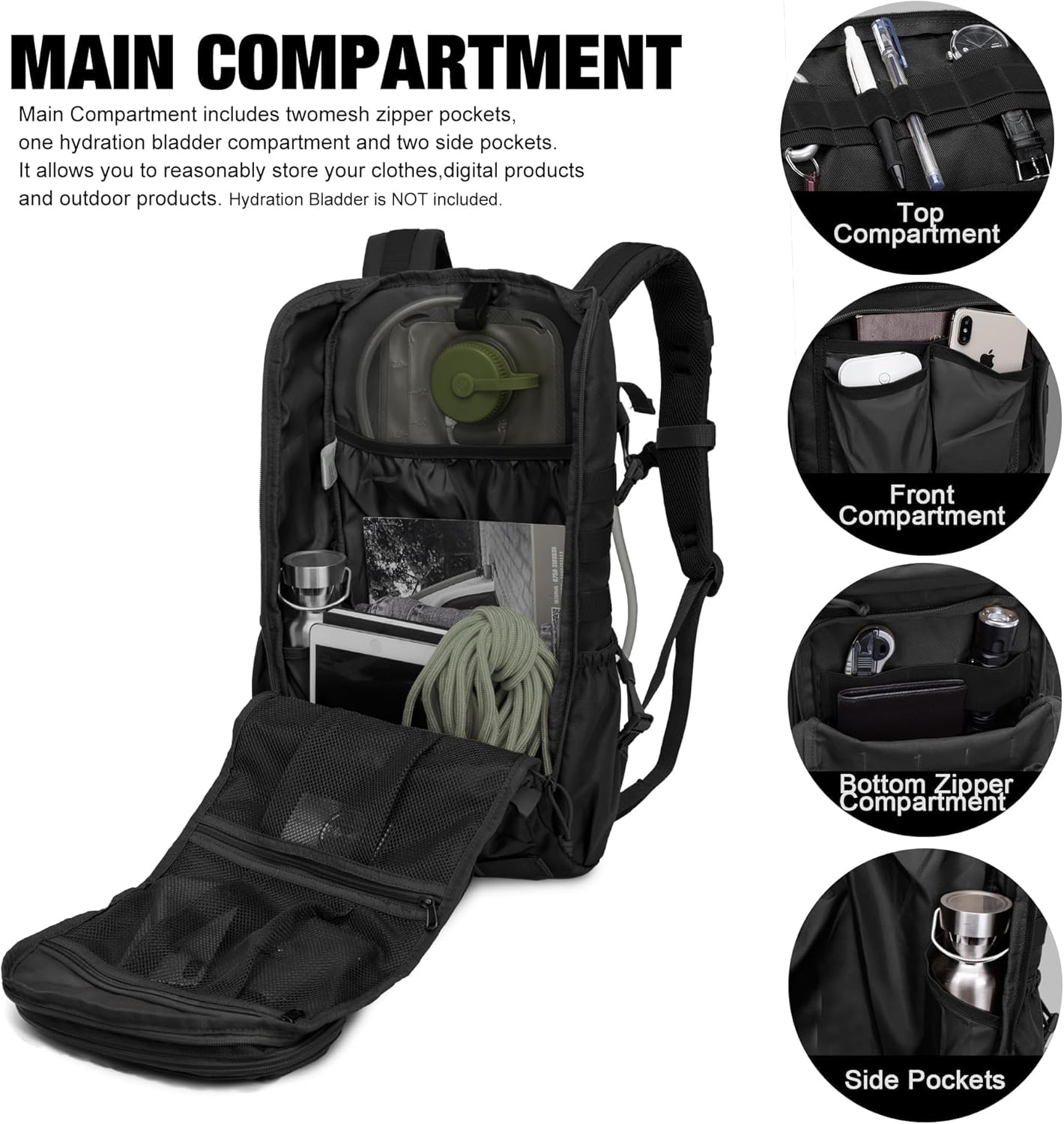 Mardingtop Tactical Backpacks Molle Hiking daypacks for Motorcycle Camping Hiking Military Traveling,25L Backpack