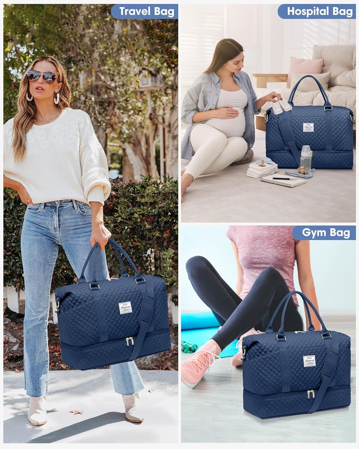 Weekender Bags for Women Duffle Bag - Travel Duffel Bag with Shoe Compartmen Carry on Overnight Bag