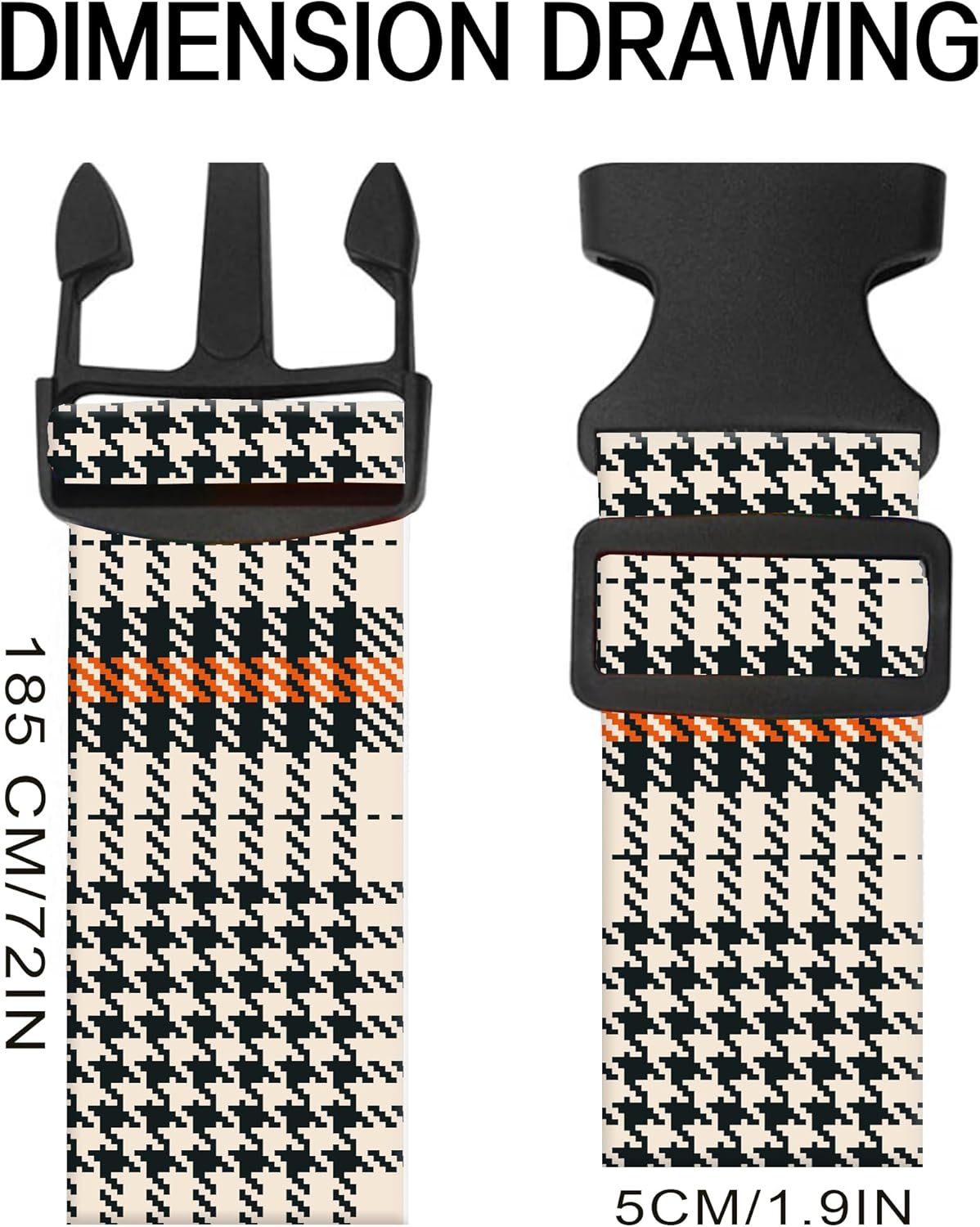 Luggage Straps for Suitcases, Adjustable Travel Belt, Durable Wide Luggage Strap, Cute Suitcase Strap Identifiers with Buckle, Bag Straps for Luggage, Luxury Plaid