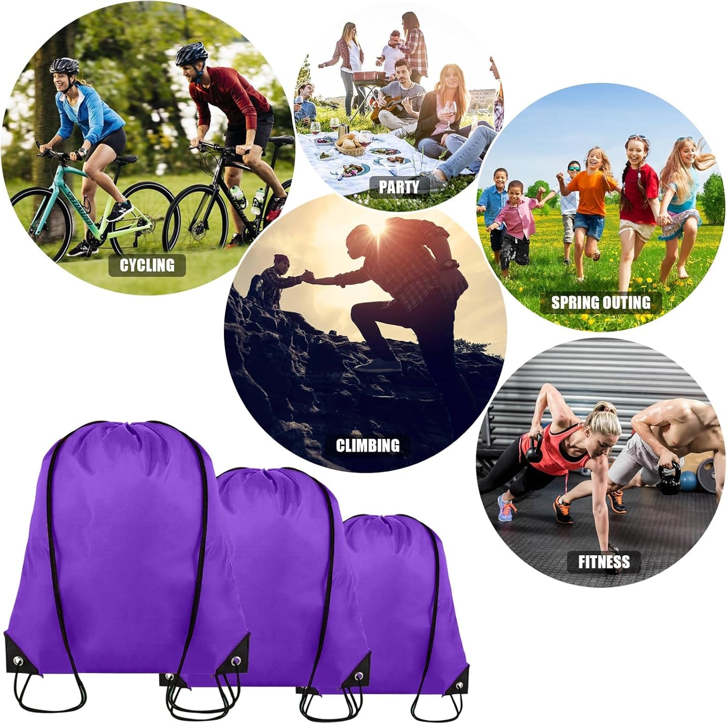 20 Pieces Drawstring Backpack Bulk Cinch Sackpack Ployster Drawstring Bags for Gym Party
