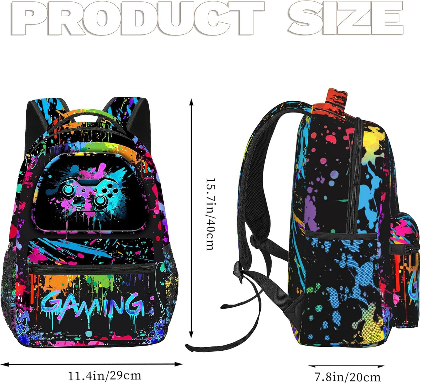 School Backpack for Boys Gamer Boys Backpack for Kids Children Teens Elementary Middle School Students Bookbag Ages 6-18 Video Game Bookbag Travel Back Pack (Gaming)