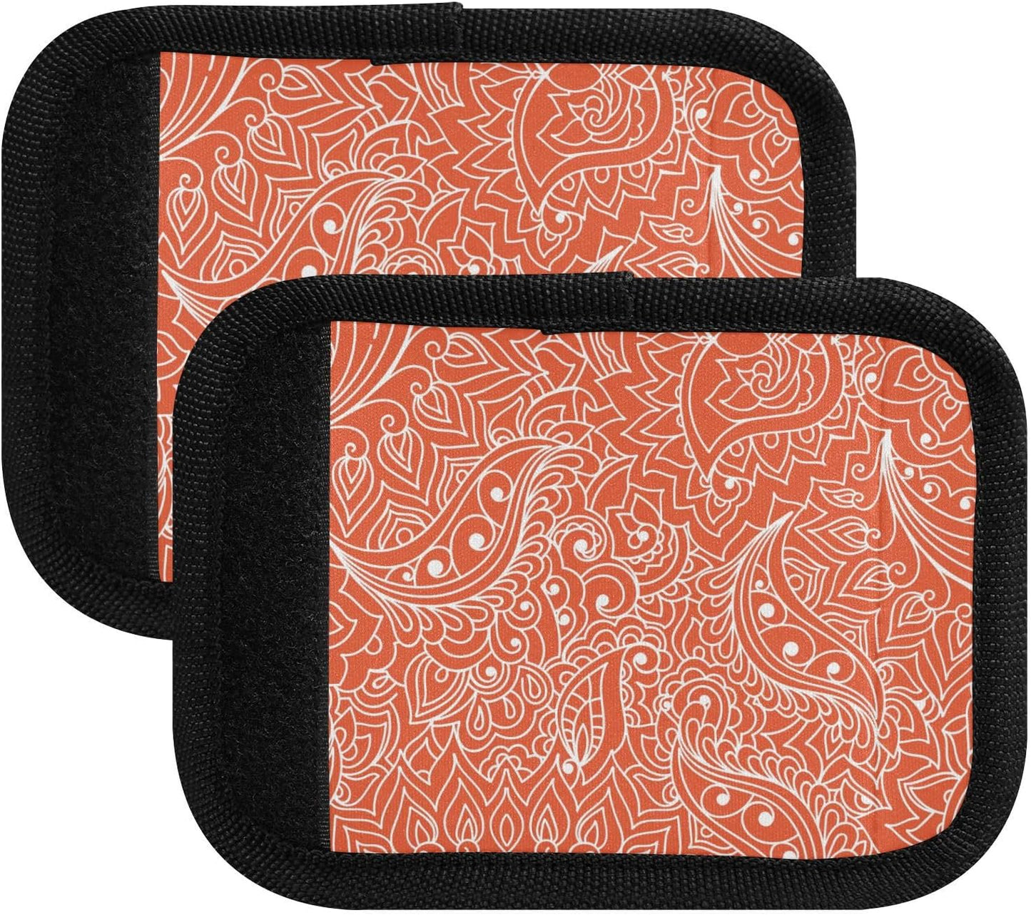 2 PC Luggage Handle Wrap Luggage Handle Covers Tags for Suitcase Bags Travel Luggage Handle Identifier Gripper Vintage Red Paisley