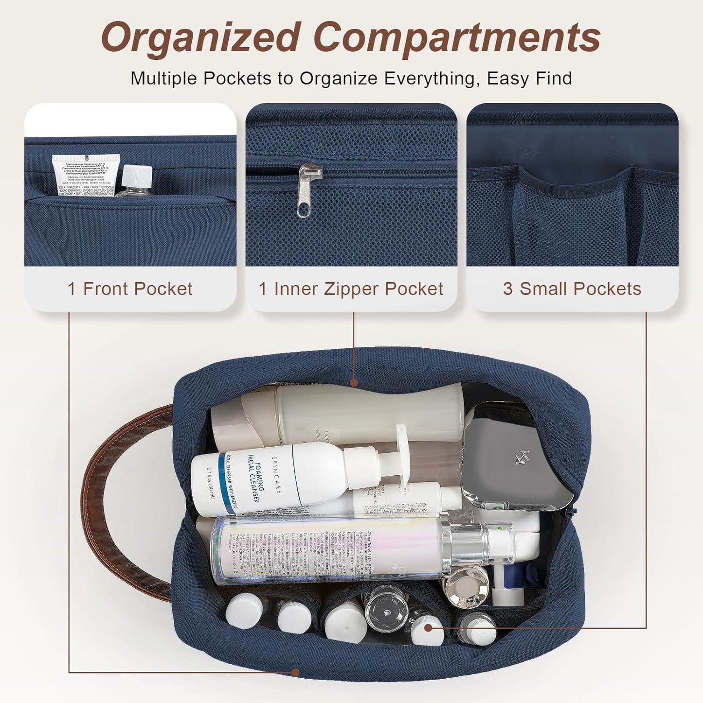 Travel Toiletry Bag for Men, Hanging Toiletry Organizer, Water Resistant Shaving Kit with Large