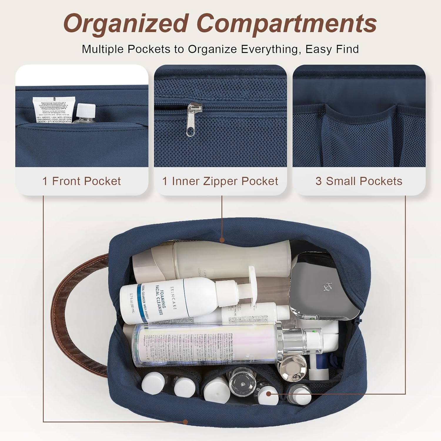 Travel Toiletry Bag for Men, Hanging Toiletry Organizer, Water Resistant Shaving Kit with Large