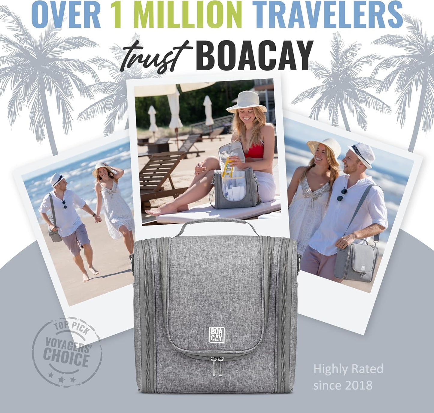 BOACAY Extra Large Hanging Travel Toiletry Bag for Women and Men, Makeup Bag, Bathroom & Shower