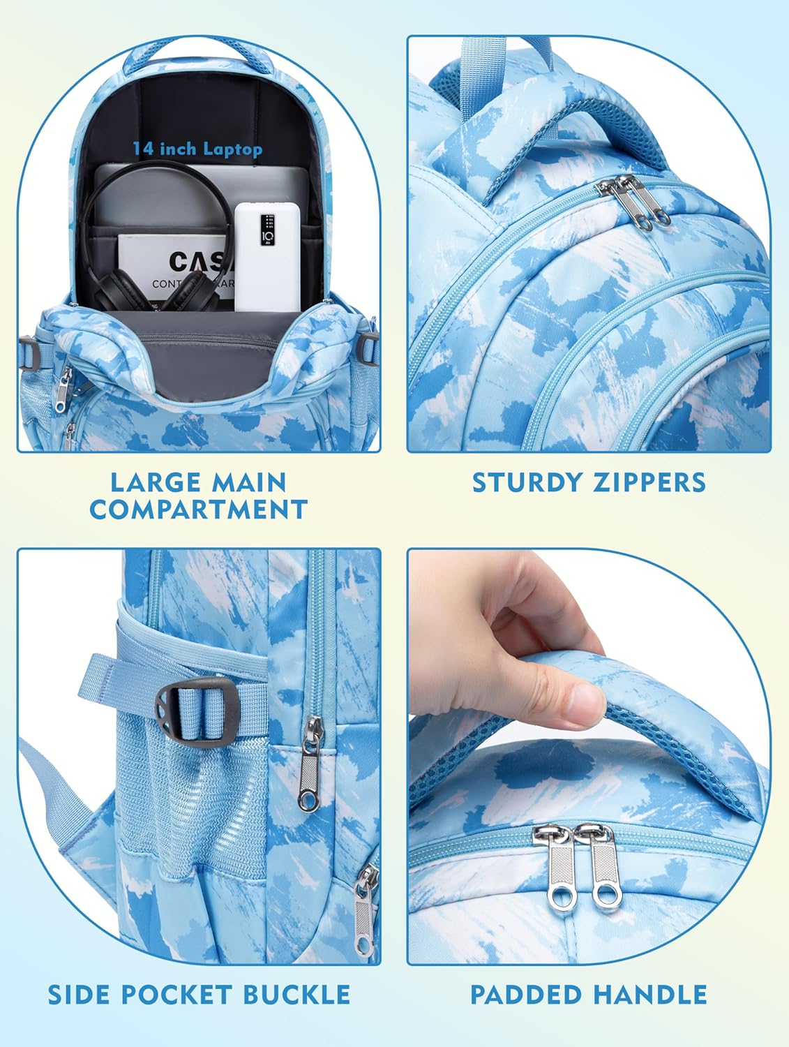 BLUEFAIRY Kids Backpacks for Boys Girls Ages 6-8 Elementary Primary Middle School Bag Back to School Book Bags Mochilas Escolares para Niños Niñas 17 Inch (Blue, Graffiti)