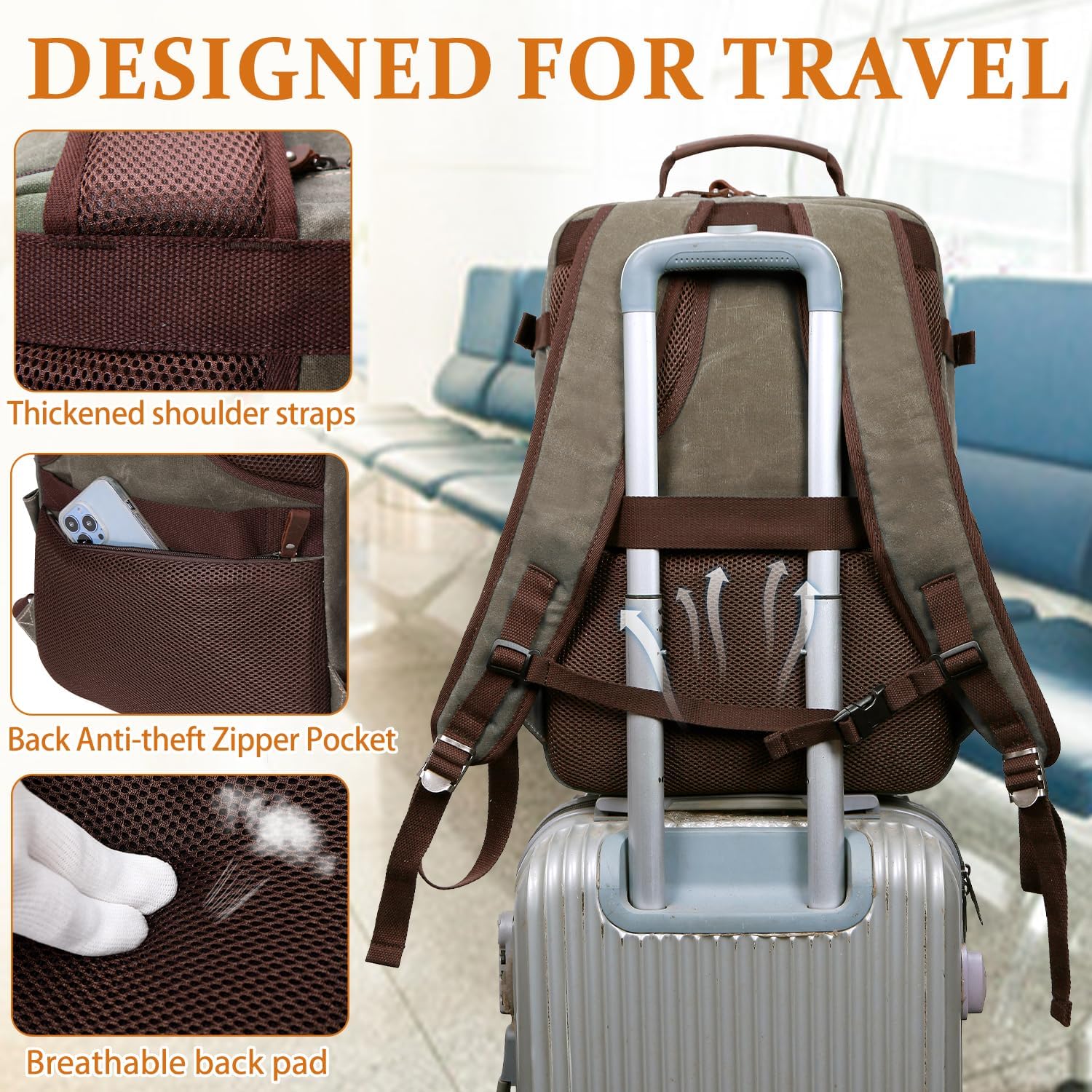 Travel Backpack for Men Carry On Backpack Flight Approved Personal Item Backpack, 18.4 inch Laptop