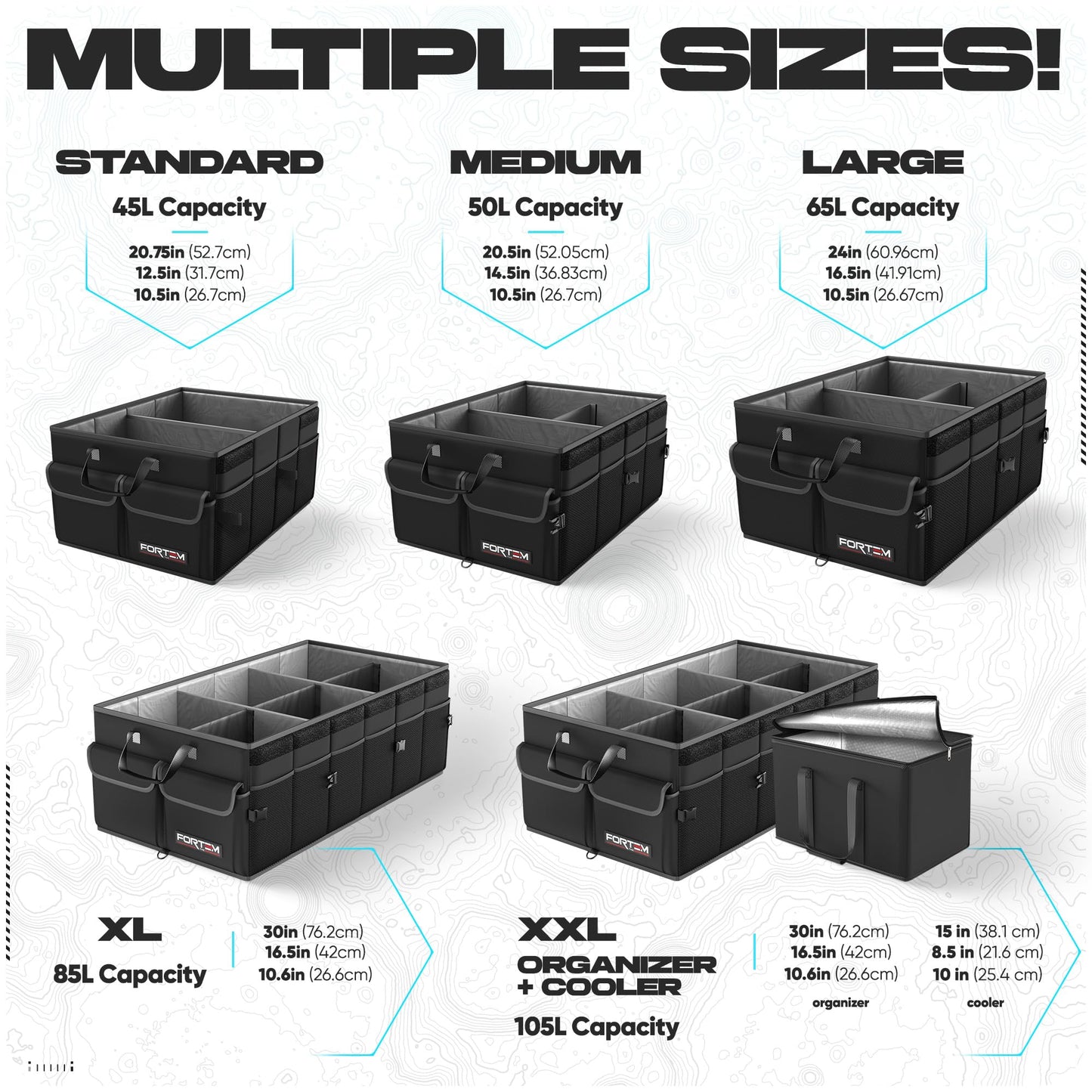FORTEM Trunk Organizer - Foldable Car Organizer & Storage for SUVs & Trucks