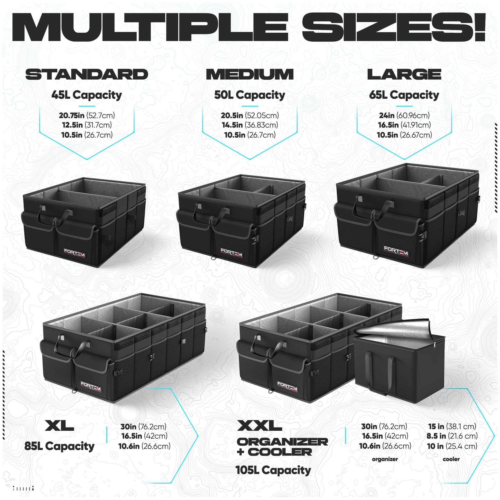 FORTEM Trunk Organizer - Foldable Car Organizer & Storage for SUVs & Trucks