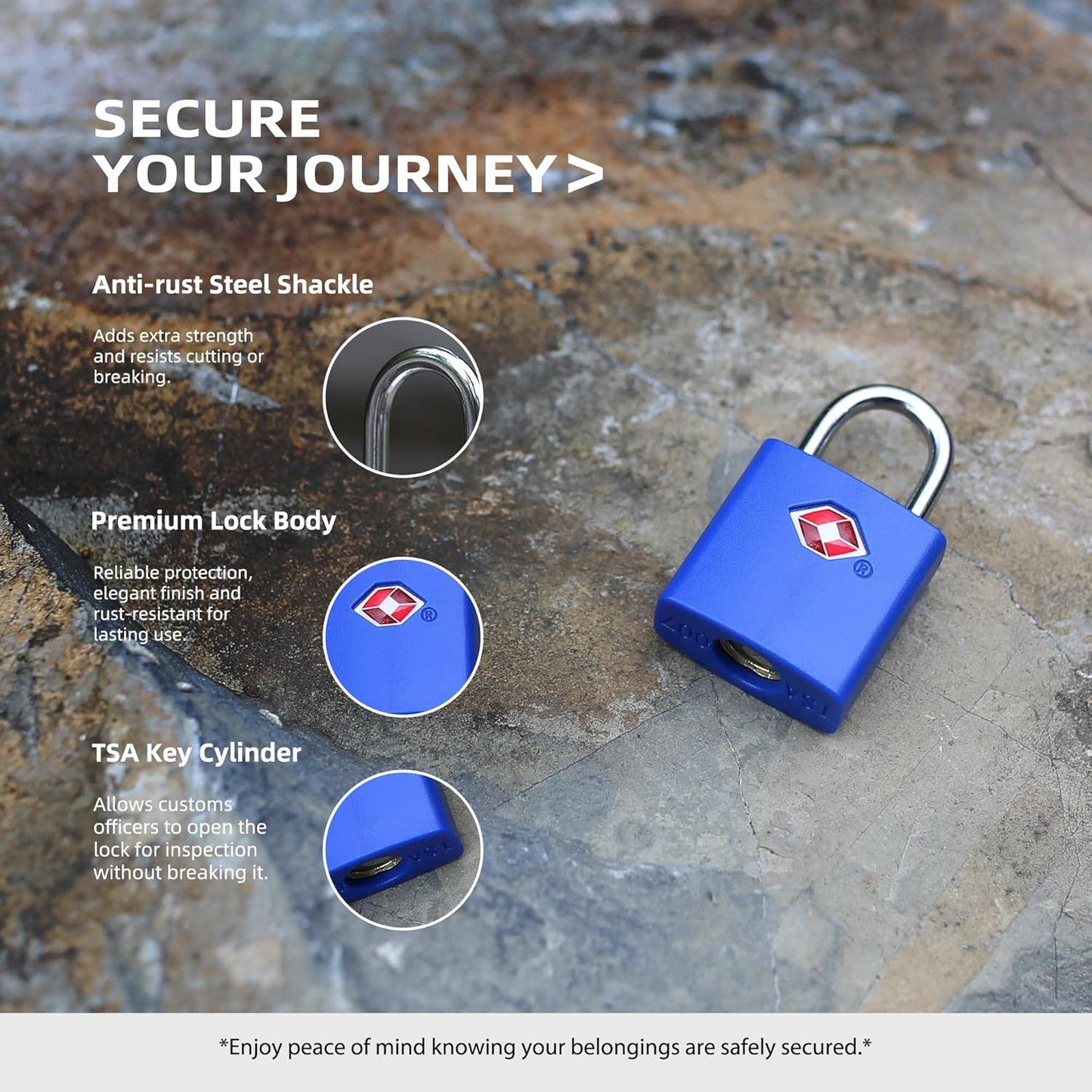 TSA Approved Locks for Luggage 4 Pack, TSA Locks for Luggage Travel Accessories, Small Padlock with Key, Weatherproof Outdoor Use Keyed Mini Padlock for Suitcase, Backpack, Bag, Zipper
