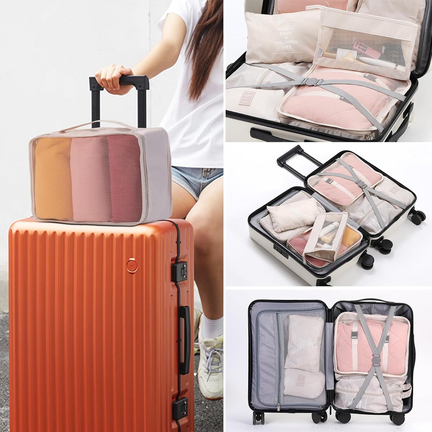 Packing Cubes Storage Luggage Organizers Bags 11 set for Travel Clothing Classification Storage Bag (Grey, 11 Pieces)