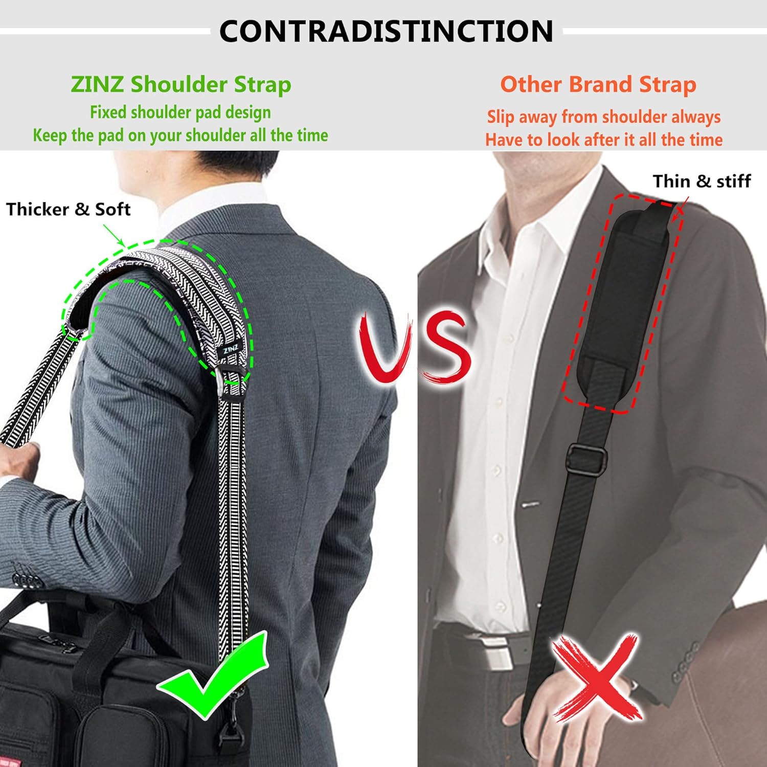 ZINZ Bag Shoulder Strap, Padded Adjustable Shoulder Strap Replacement