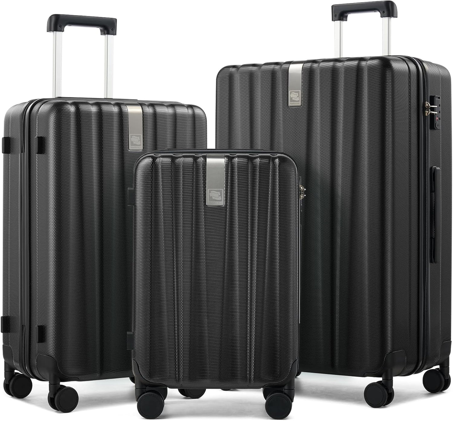Hanke Hardshell Luggage Sets 3 Piece Extra Large Suitcases with Lock,28 Inch Luggage with Spinner Wheels, PC Travel Suitcase for Women Men 20 24 29Inch,Jet Black