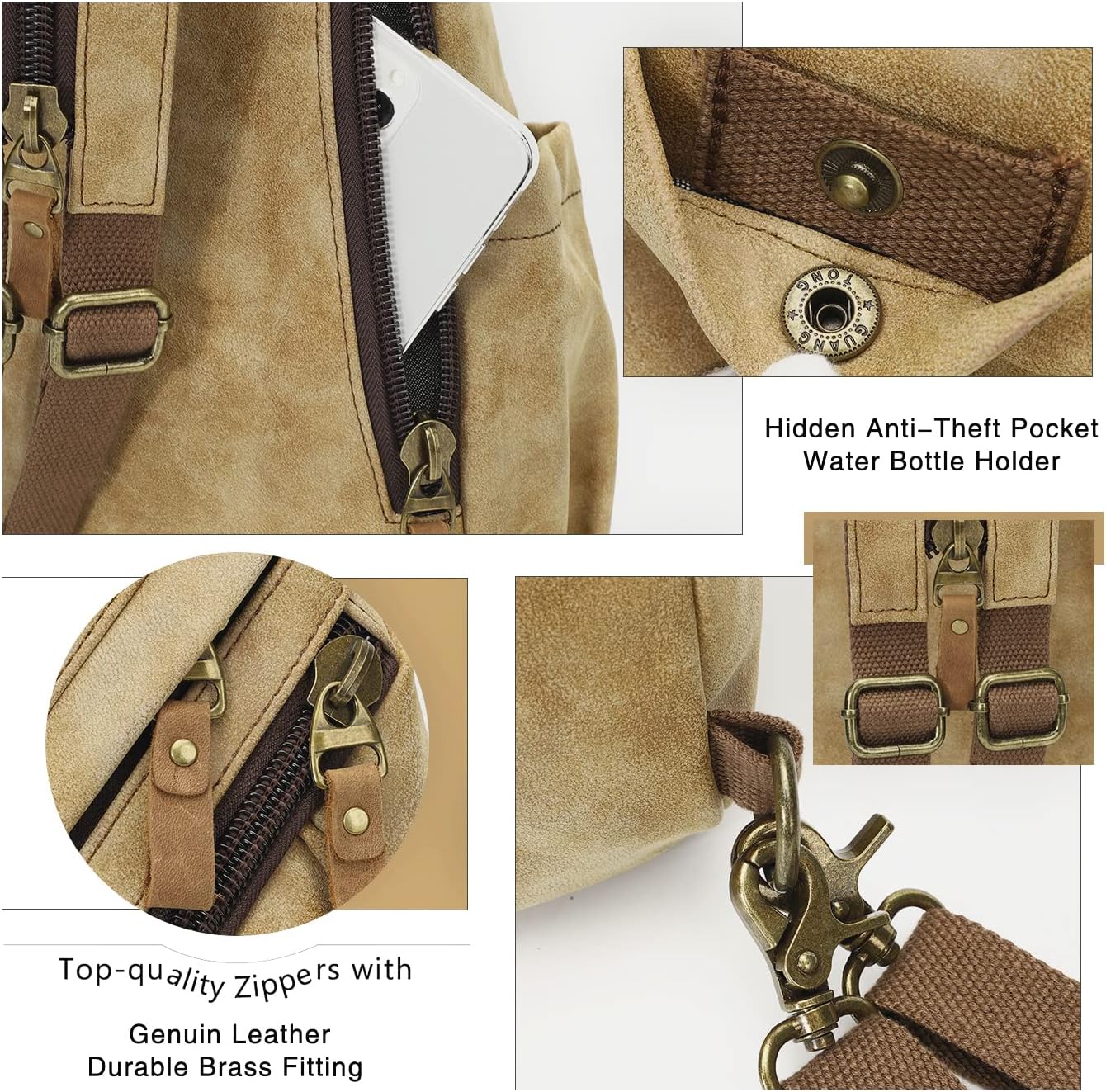 KL928 PU Leather Sling Bag - Small Crossbody Backpack Shoulder Casual Daypack Rucksack for Men Women Outdoor Cycling Hiking Travel (6881-PU-L.Coffee)