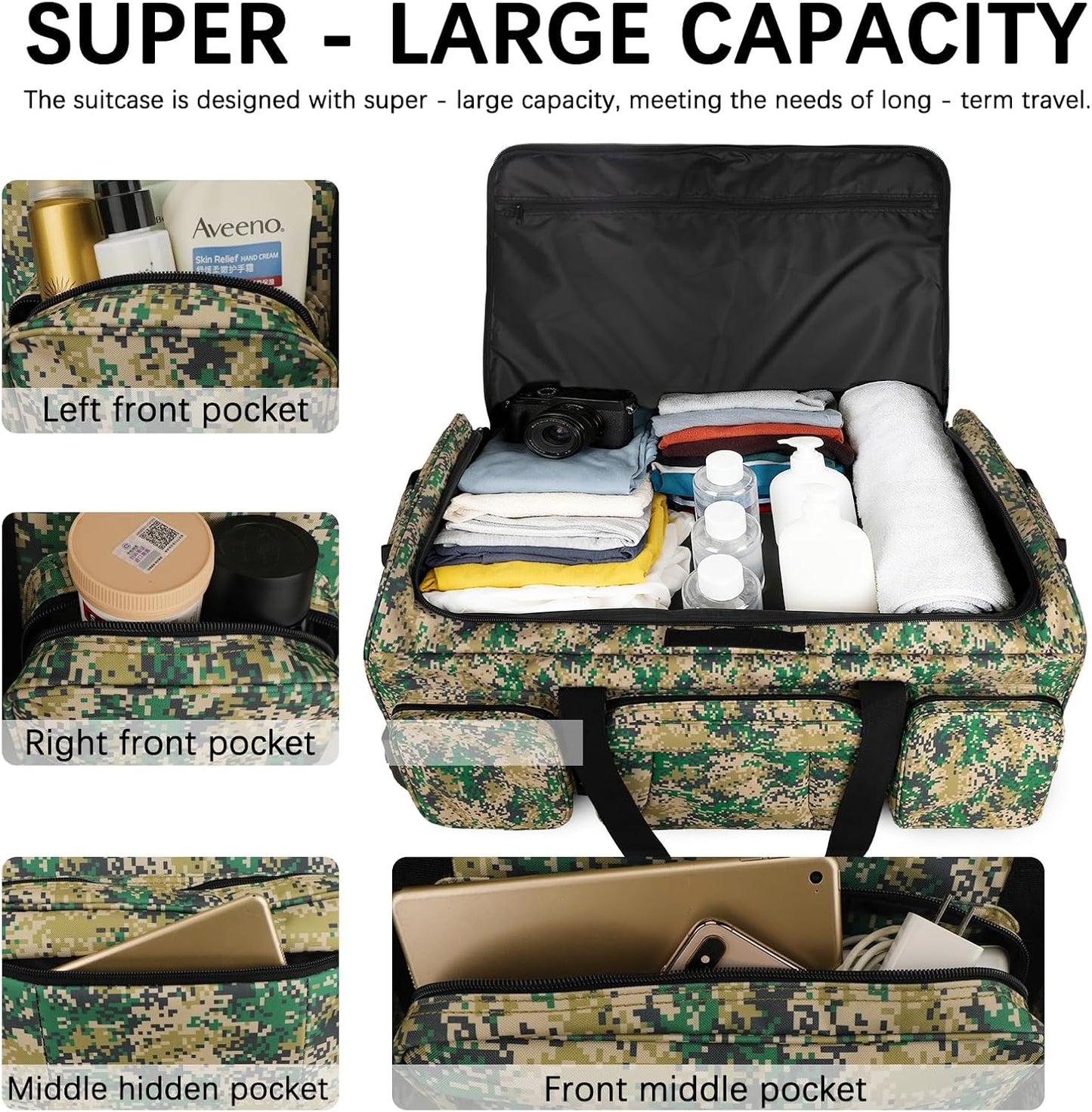 Rolling Duffle Bag with Wheels, 120L Military Luggage Bag for Travel,Large Tactical Heavy Duty Duffel Bags for Deployment Camping Sporting & Outdoor Adventures
