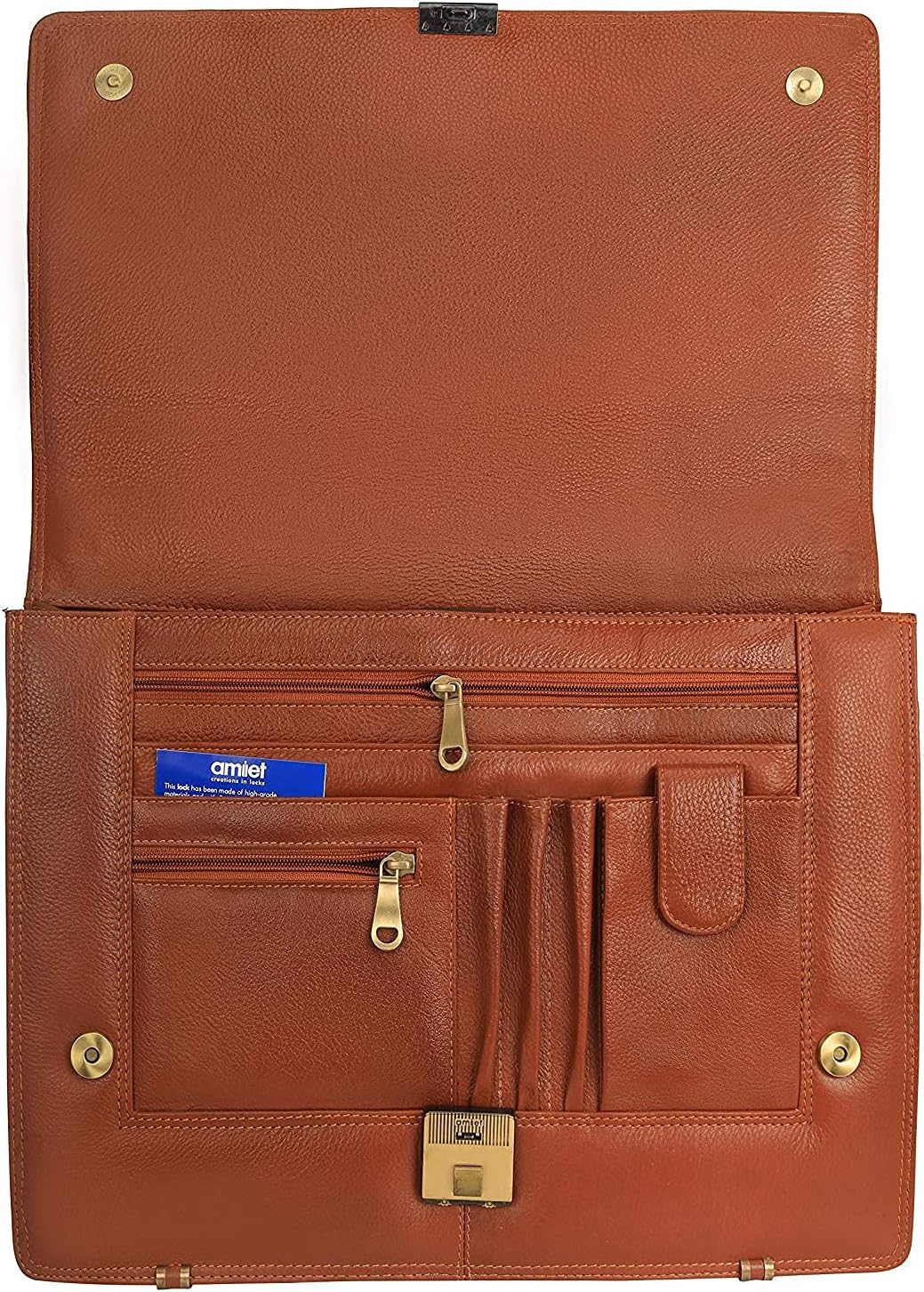 DA LV Full Grain Leather Laptop Briefcases Men Top Choice Gifts Laptop Bag Office Work 16'' Vintage Handmade Brass Hardware