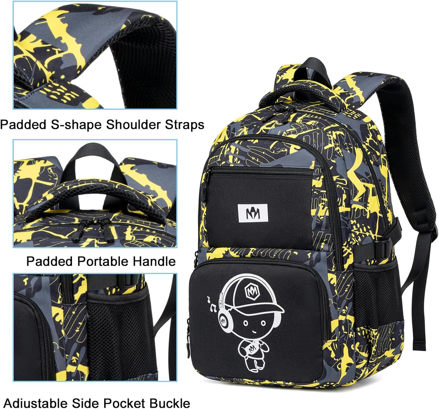 Bluboon Kids Backpack Boys Camo Bookbag Teens Elementary School Bag Daypack Travel Back Pack Middle school