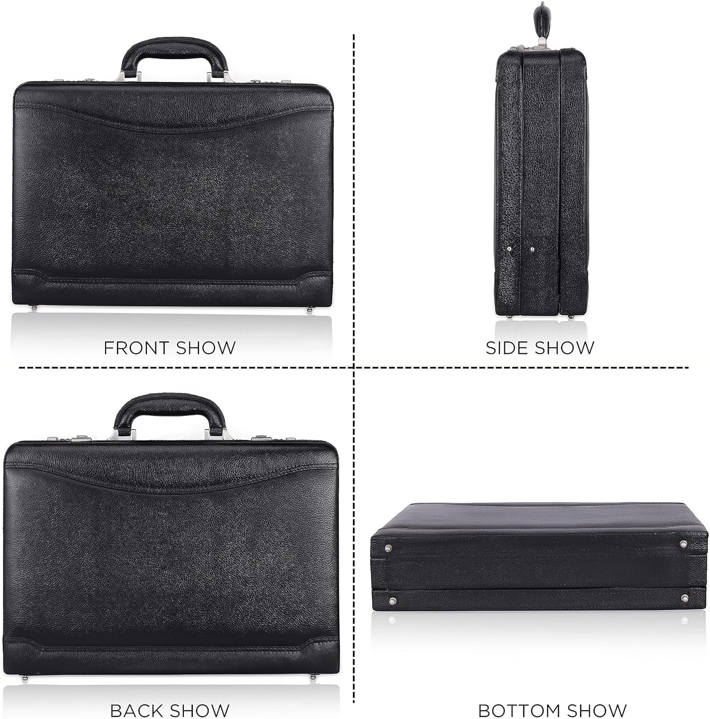 Full Grain Leather Briefcase Attache Case For Unisex Size L18 * W5 * H12 Inches Expandable Briefcase Bag