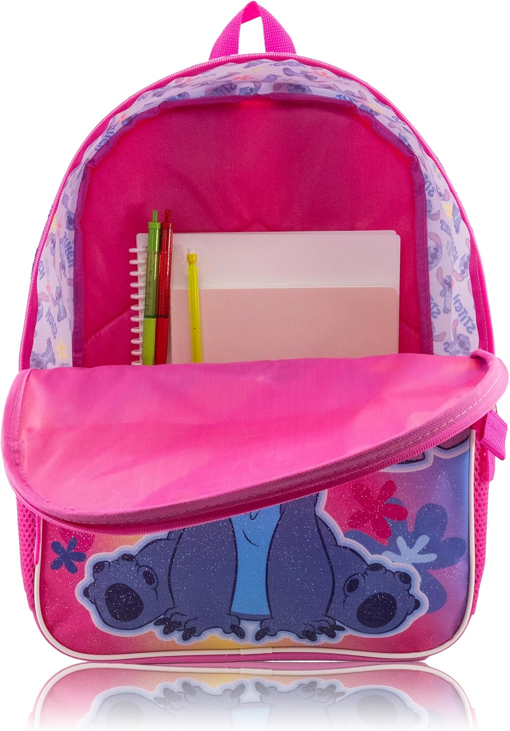 Disney Stitch Backpack With Lunch Box for Kids | Insulated Lunch Bag Lunch Box for Boys, Girls, Toddlers | Backpack for School and Reusable Lunchbox with Matching Headphones and Water Bottle