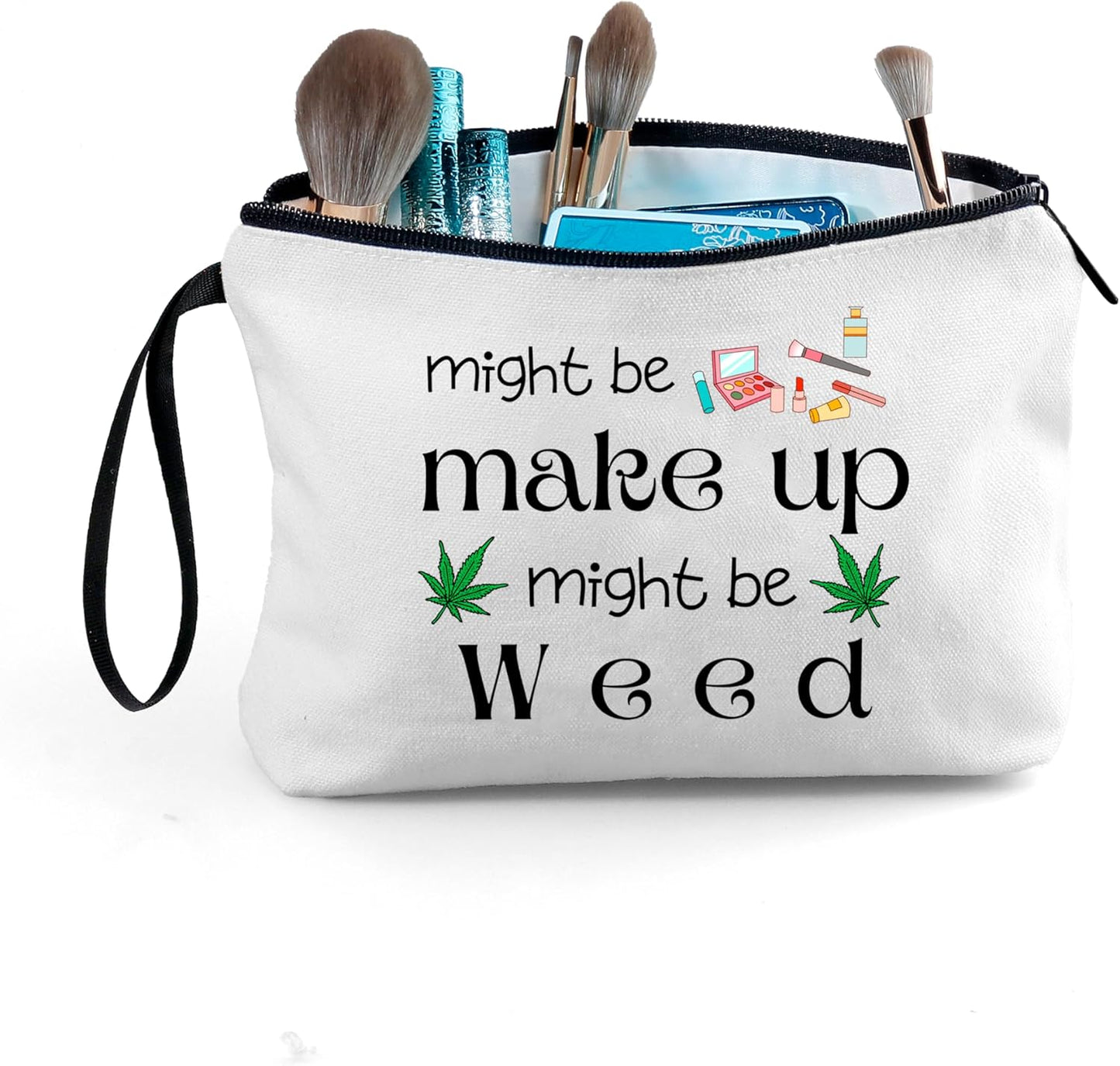 SEAMOON Funny Birthday Gag Joke Marijuana Stoner Weed Gift Weed Travel Makeup Bag Cosmetic Pouch for Women Female Friend Sister