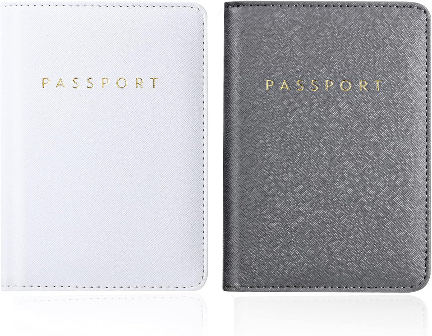 Frienda 2 Pieces Bridal Passport Covers Holder Waterproof Leather Holder Covers Travel Wallet Passport Case for Women and Men