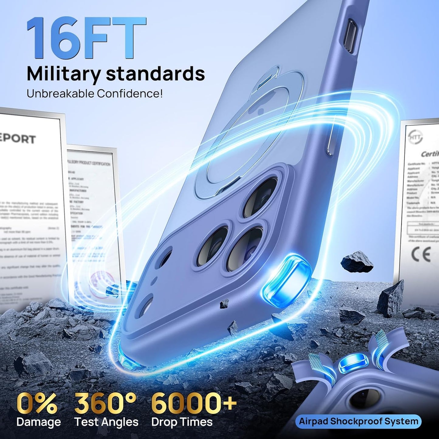 360° Spin Magnetic Stand for iPhone 17 Pro Max Case, [Fit for MagSafe][Military Protection][Full Camera Protection] Adjustable Kickstand iPhone Case for iPhone 17 Pro Max 6.9", Blue