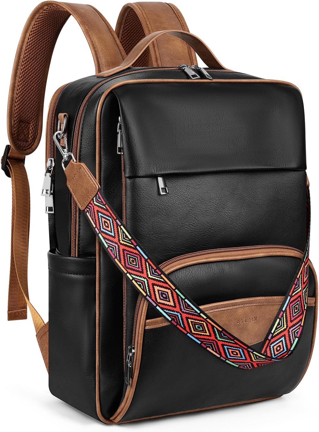 Leather Laptop Backpack, 15.6 Inch Business Computer Bag, Designer College Backpack Travel Backpack