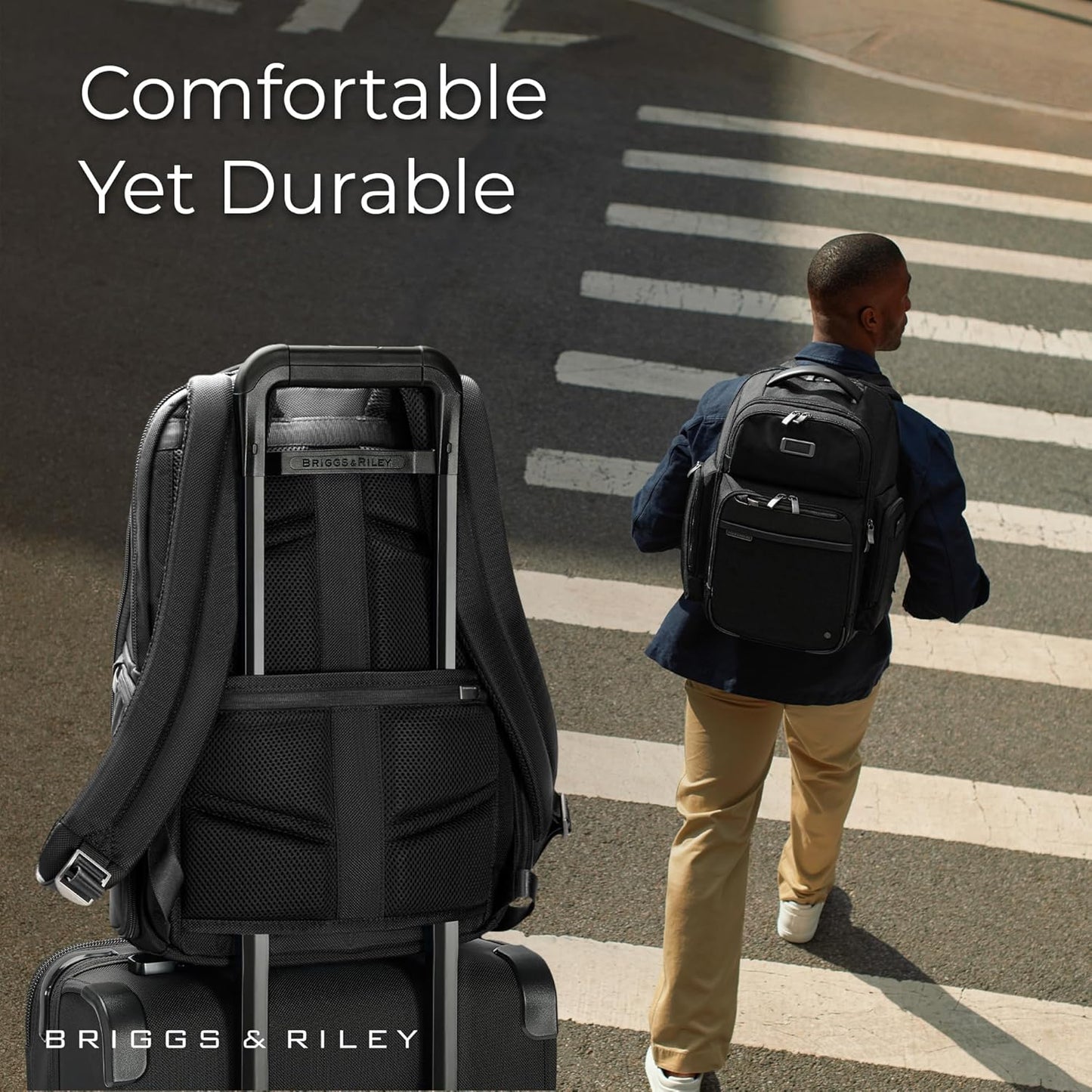 Briggs & Riley Medium Backpack for Women & Men - Laptop Backpack, For Work & Travel, Carry On Size, Lightweight & Durable, Padded Straps, Fits up to 14" Laptop - @work Collection, Black
