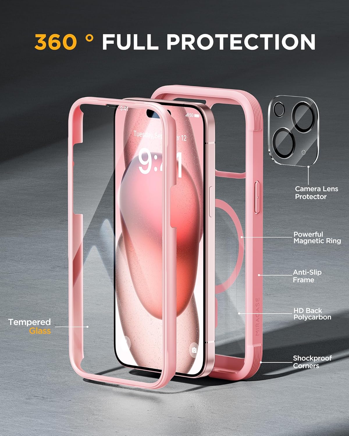 Miracase Magnetic for iPhone 15 Plus Case 6.7'' [Compatible with Magsafe] Full-Body Military Drop