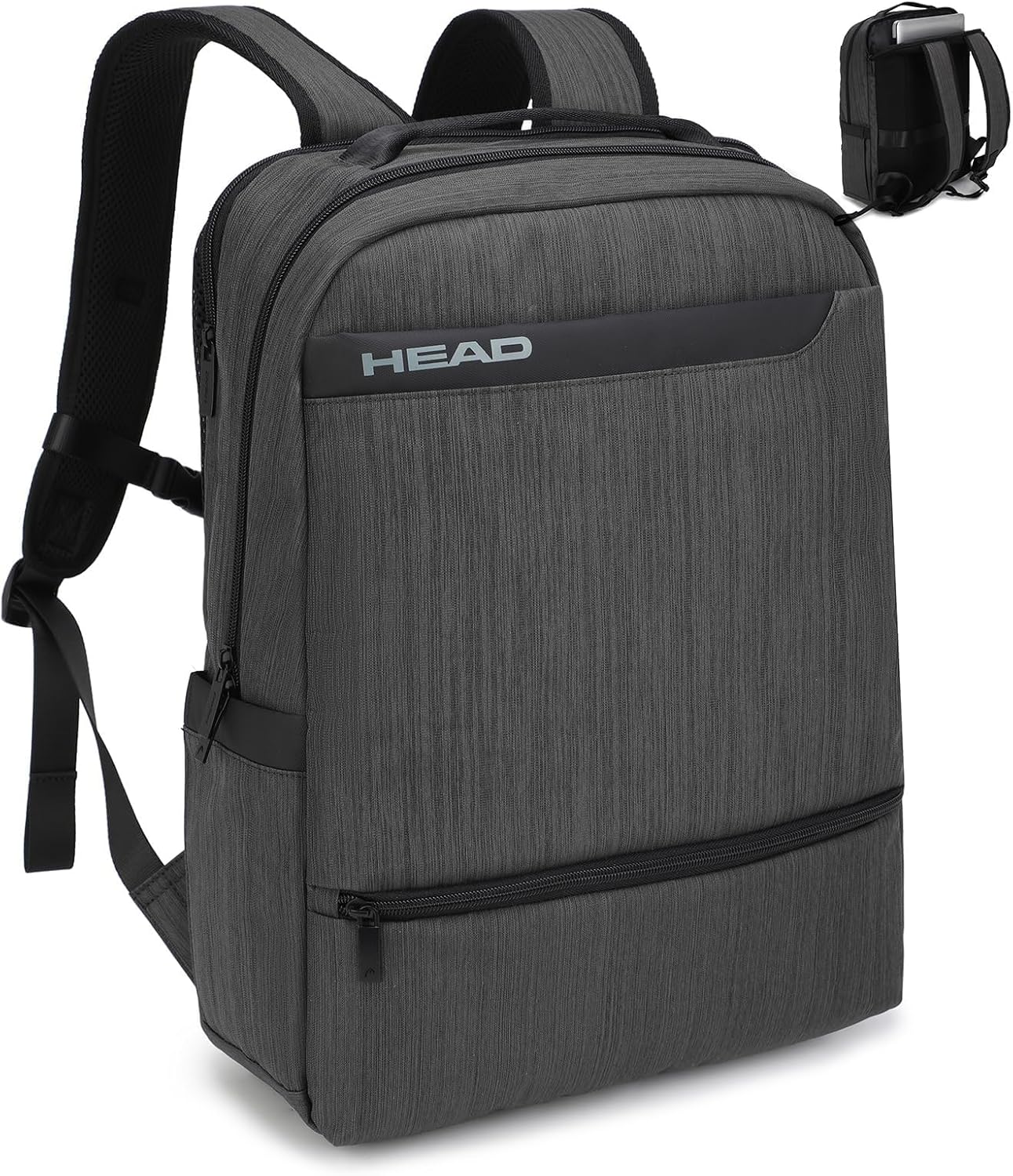 HEAD Waterproof Laptop Backpack for Men with Trolley Sleeve, Business Laptop Backpacks Fits 17.3 inch Notebook, Large Travel Backpack for Work/Commute/College