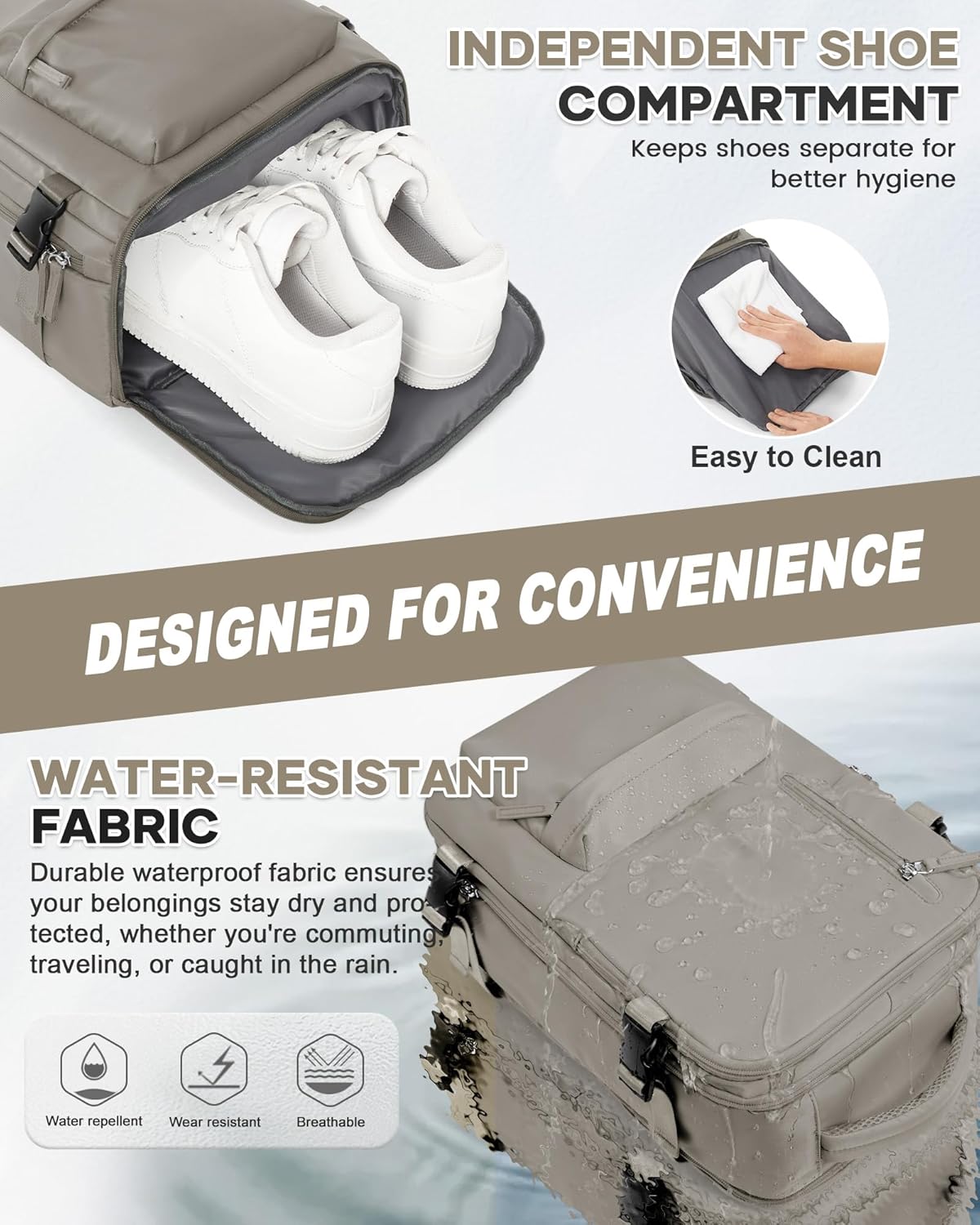 WONHOX Large Travel Backpack Carry on Flight Approved Laptop Work Business Backpack for Women Men Mochila de Viaje