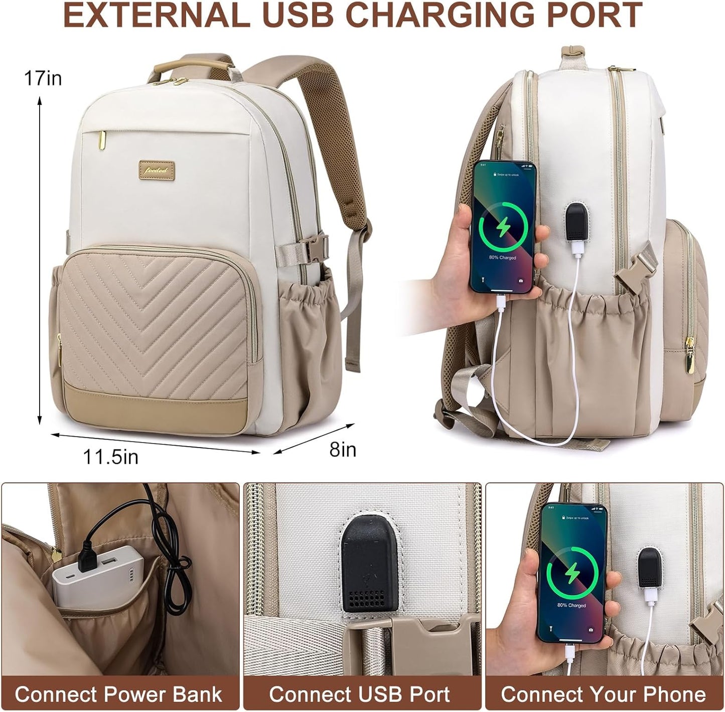 Laptop Backpack for Women Bookbag: 15.6 inch Work School Backpacks with Pouch Pocket for Large