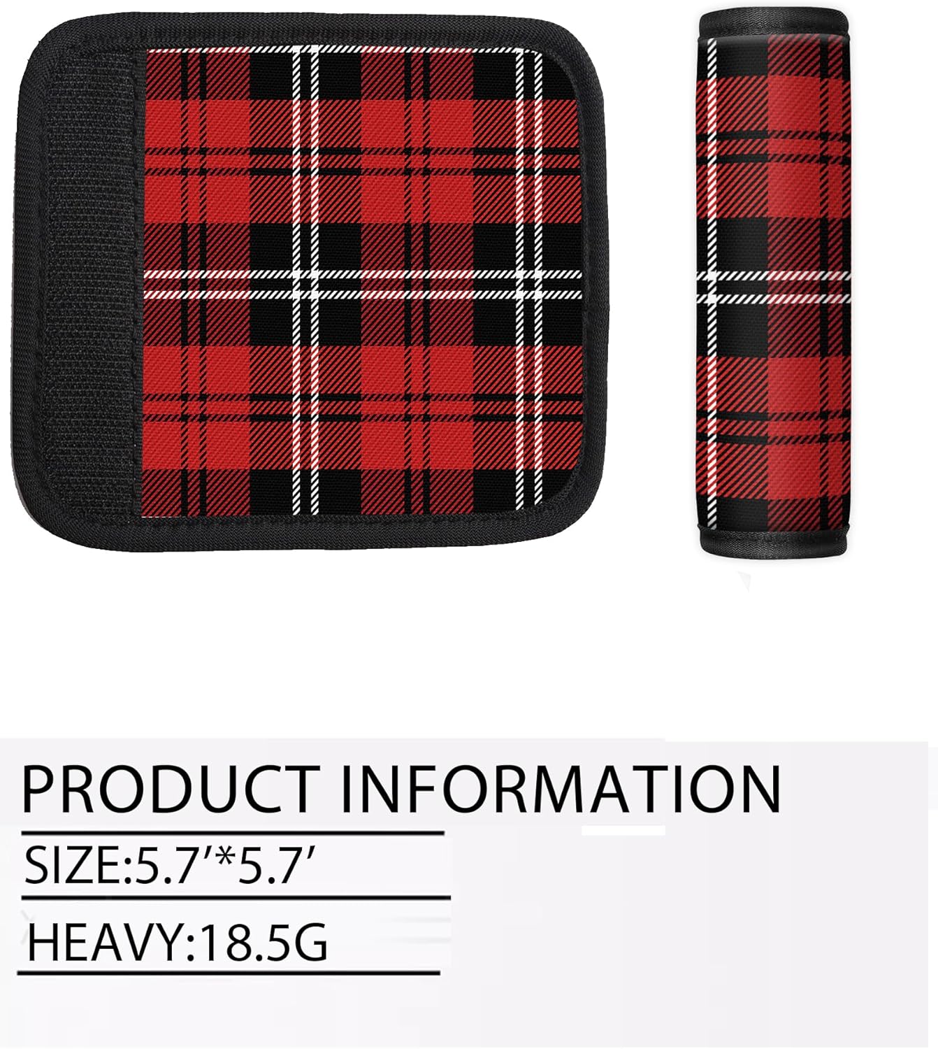 2 Pack Luggage Handle Wrap Travel Tags - Set of Luggage Tags for Suitcases, Identifiers, Marker, and Handle Covers - Cruise Accessories and Travel Gifts（Red Tartan Plaid