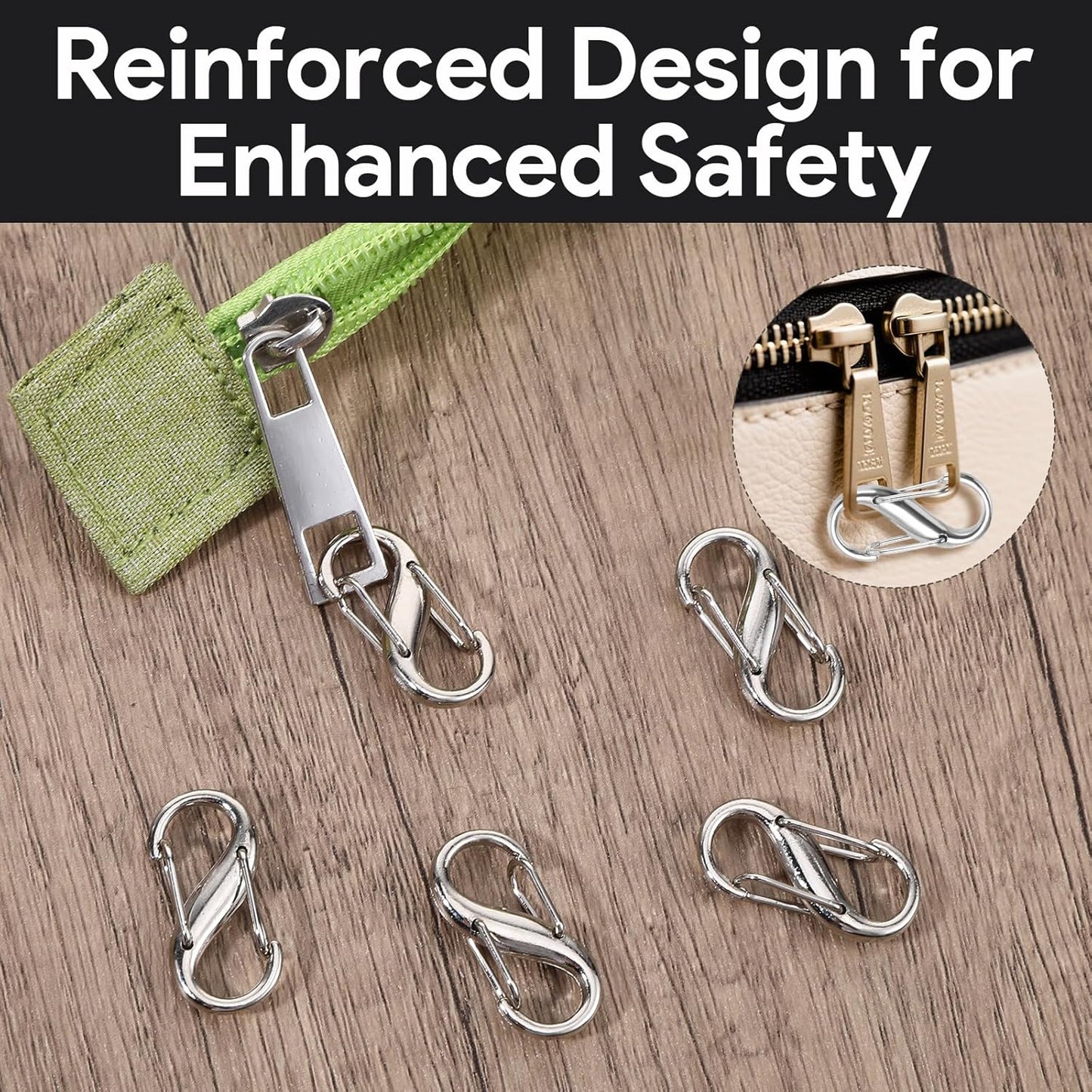 30PCS Zipper Clips Anti Theft, S Mini Carabiner Zipper Lock Set with Dual Opening Locks, Durable S Carabiner Clip Quick Disconnect for Backpacks Purses Luggage Travel Bags Camping Suitcases, Silver