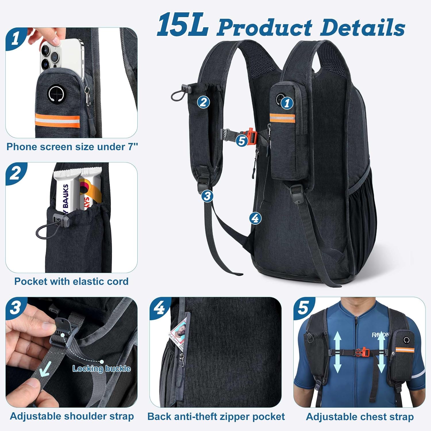 15L Small Hiking Backpack for Men Women Foldable Packable Back Pack Ultralight Hiking Daypack for
