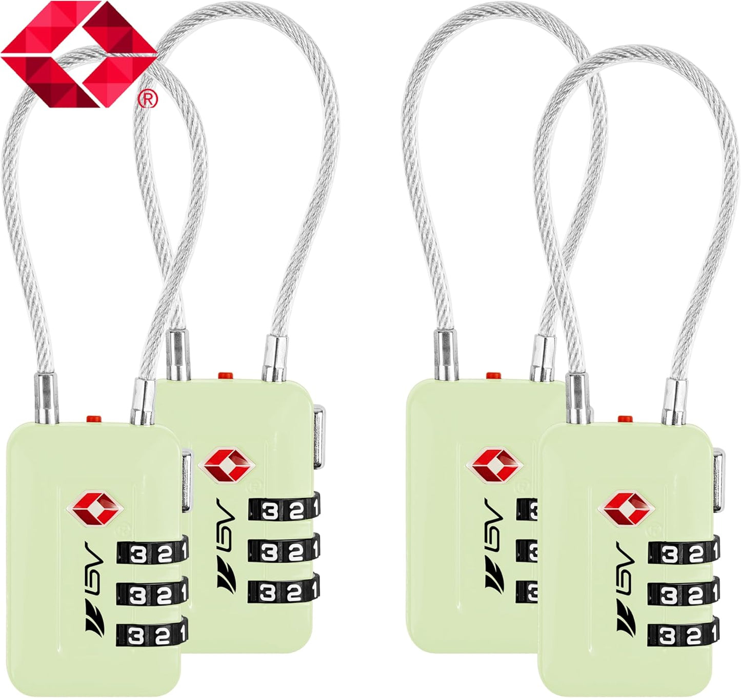 TSA Accepted Luggage Travel Lock, Set-Your-Own Combination Lock for School Gym Locker, Luggage Suitcase Baggage Locks, Filing Cabinets, Toolbox, Case (Mint Green, 4 Pack)