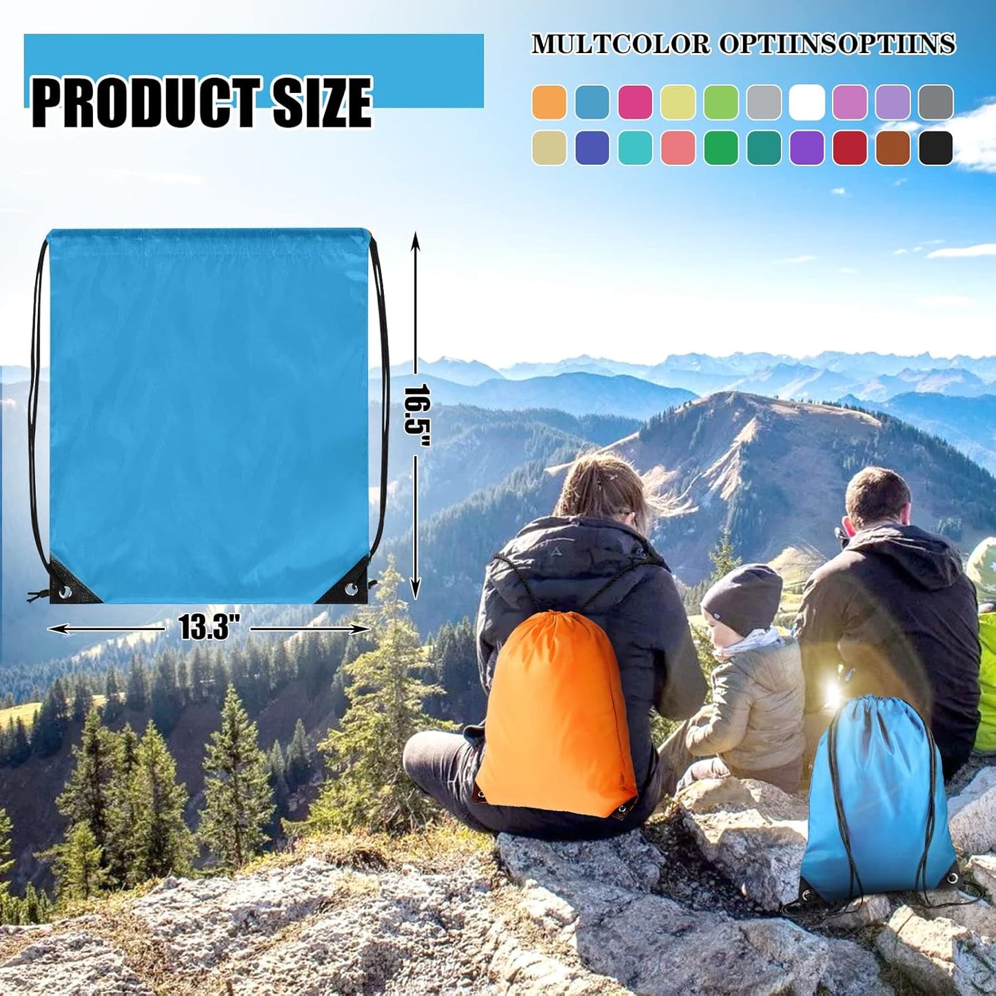 40 Pieces Drawstring Backpack Bulk Cinch Sackpack Ployster Drawstring Bags for Gym Party Trip(20 Colors)