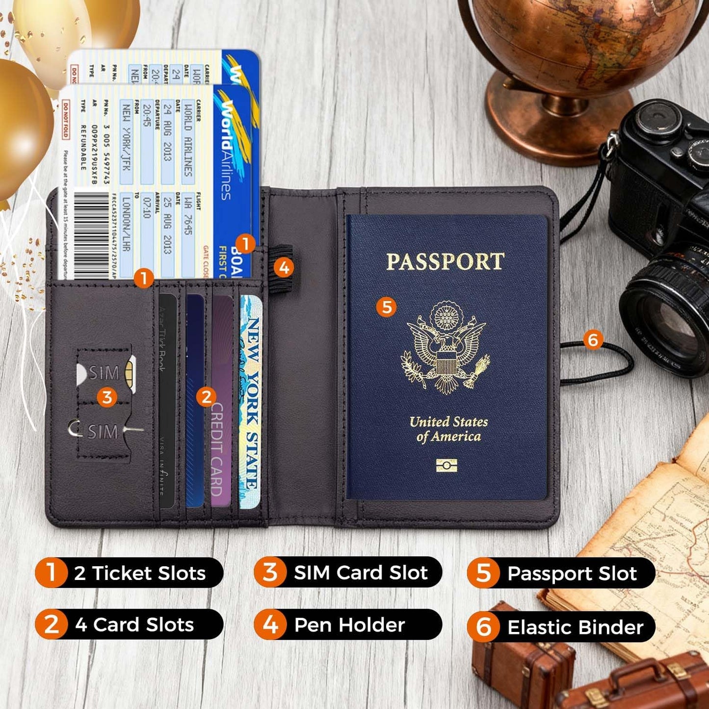 Melsbrinna Passport Holder for Travel,United States 250th Anniversary Passport Holder,Passport Cover Case for Travel,RFID Blocking Travel Wallet Holders for Women and Men (Black)