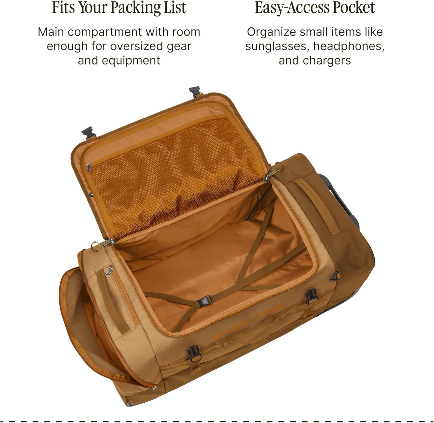 Eagle Creek Cargo Hauler XT Wheeled Duffel - Wheeled Backpack Duffel - Deployable Backpack Straps - Lockable U-Lid & Easy Access Compartment - 32" - Iron Orange