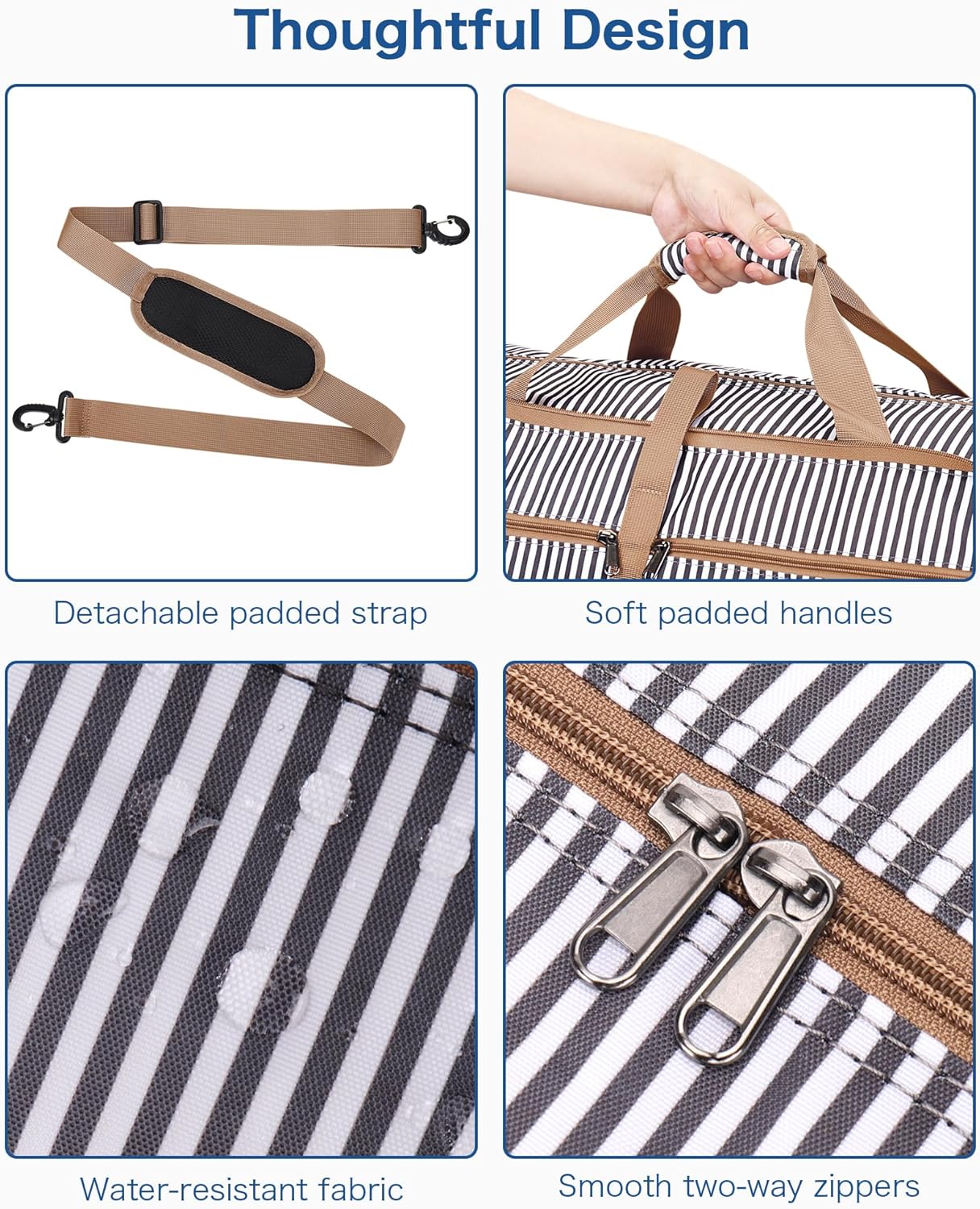 80L Large Duffle Bag for Travel, 26” Travel Duffel Bag with Shoe Compartment, Foldable Collapsible Overnight Bag Gym Bag Weekender Bags for Men Women, Water & Tear Resistant (Stripe, 80L)