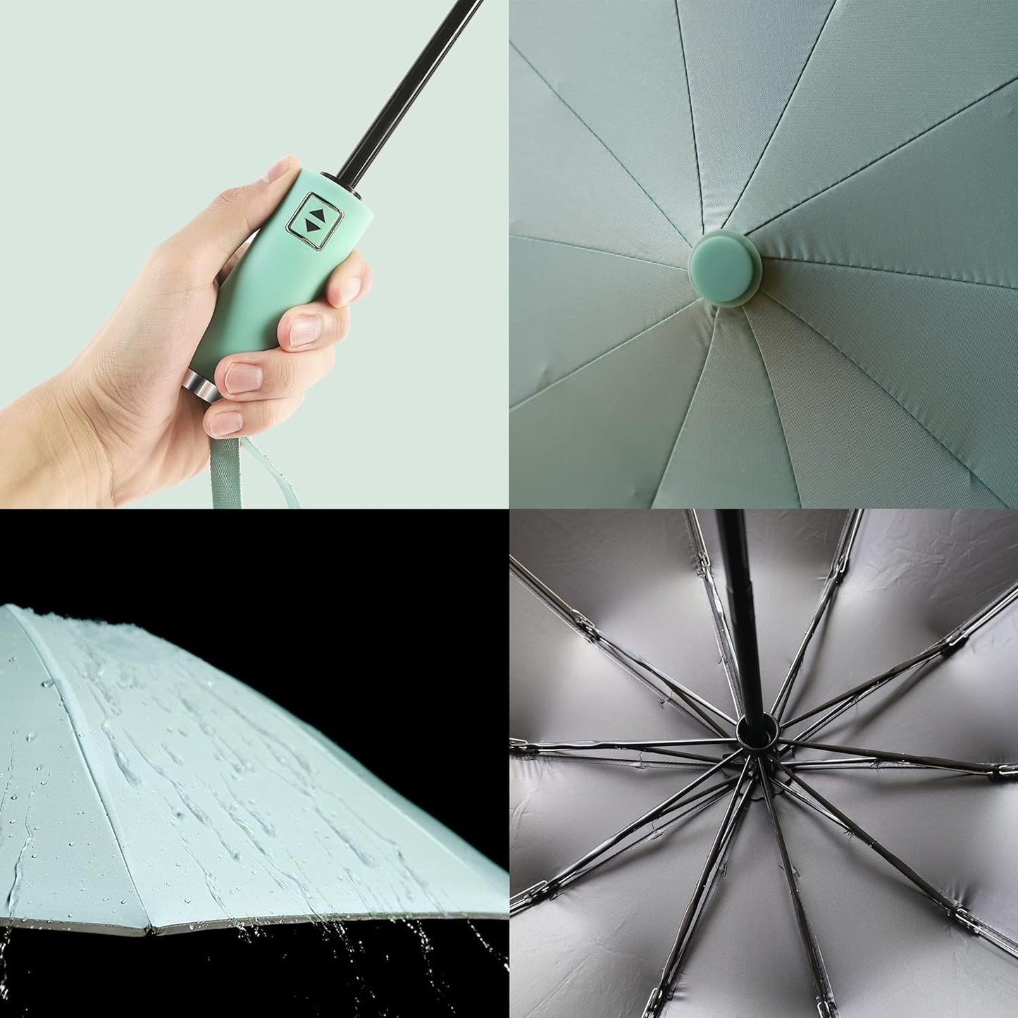 BAODINI Inverted UV Umbrella for Rain and Sun Medium Size UPF 50+ Rverse Compact Umbrella Auto Open Close