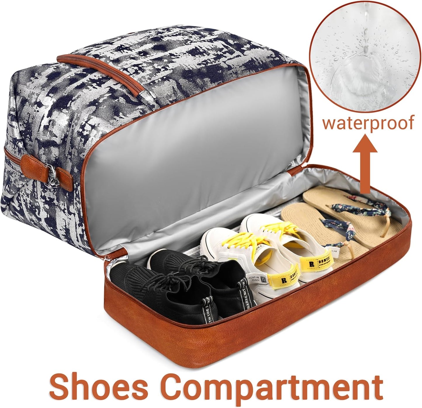 Travel Weekender Bag for Women, Overnight Bag with Shoe Compartment Oversized Travel Duffel Bag Carry On Tote 21"