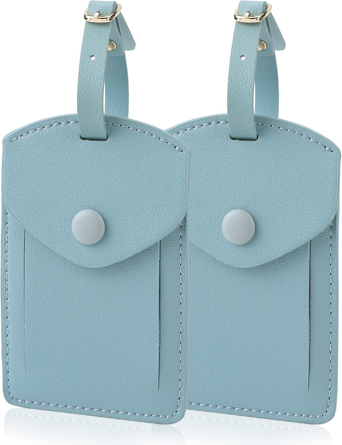 Kevancho Leather Smart Luggage Tags for Men Women, Suitcase Labels Baggage Tote Bag Tag ID Tags with Full Back Privacy Cover for Carnival Cruise Ships, Travel Accessories Tags Set of 2 PCS (Blue)