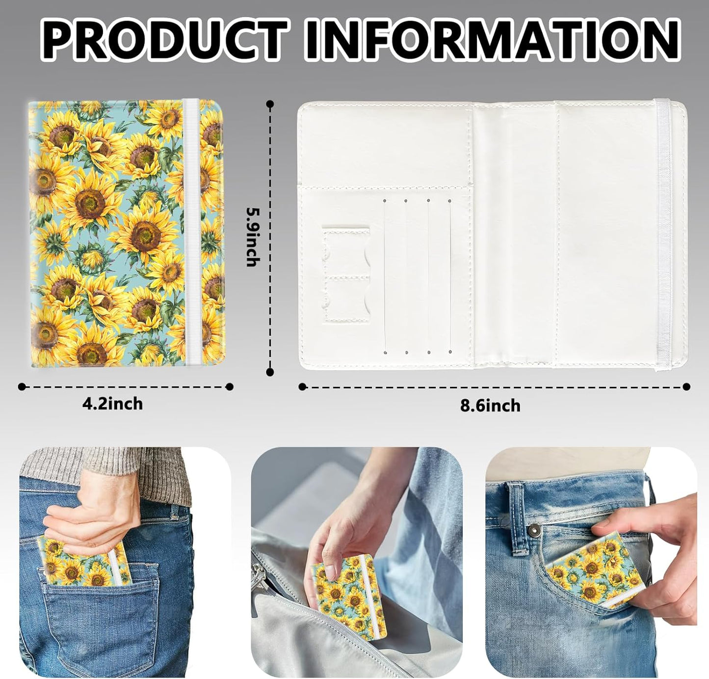 Passport Holder for Travel, Cute Passport Cover for Women Men, Waterproof PU Leather Rfid Blocking Passport Wallet with Credit Card Case for Travel Family, Boys Girls Travel Essentials