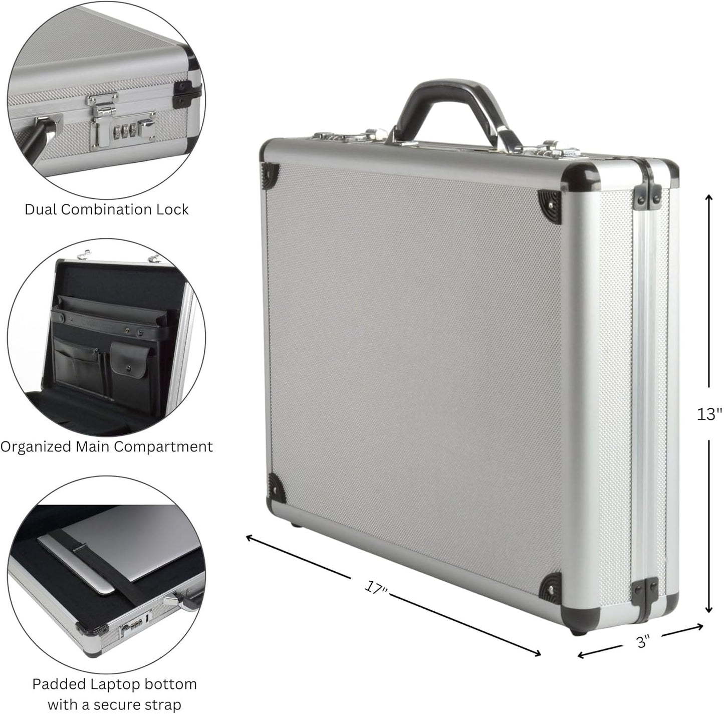 Alpine Swiss Executive Aluminum Briefcase Padded Laptop Briefcase For Men Hard Shell Attache Case Combo Lock Business Case