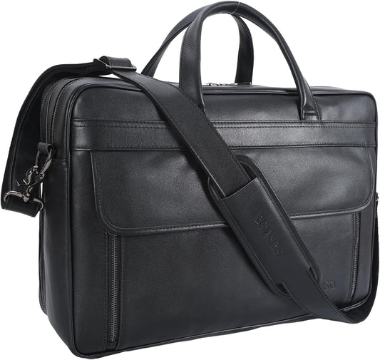 STAR VISTA Sforza Large 18" Laptop Messenger Bag, Leather Briefcase for Men, Business Travel, YKK Zippers and Brass Hardware