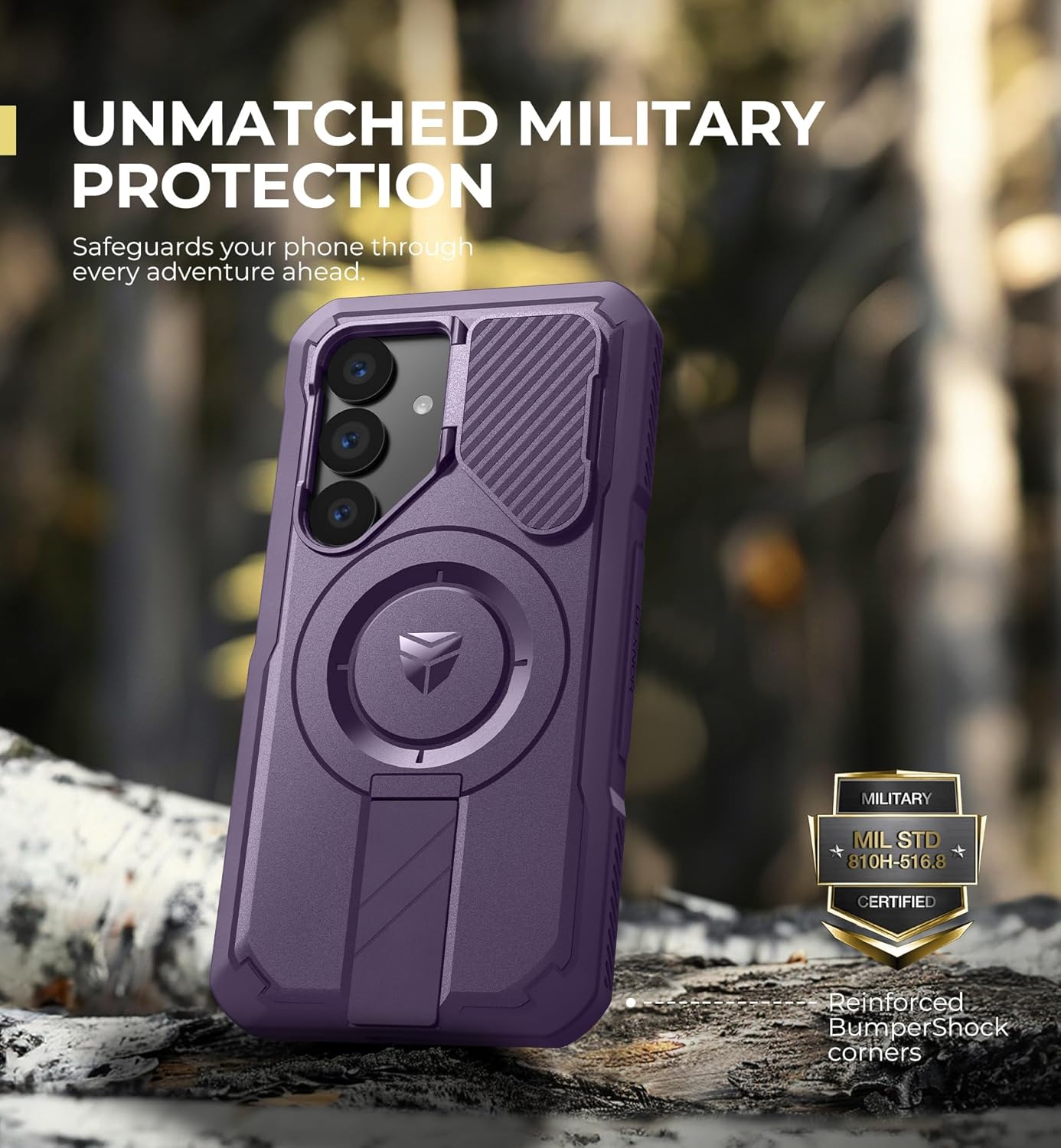 Dexnor for Samsung Galaxy S25 Case with Camera Cover & Adjustable Kickstand & Built-in Screen Protector, Magnetic Rugged Shockproof Bumper Cases Heavy-Duty Protective Cover (2025),Phantom Purple