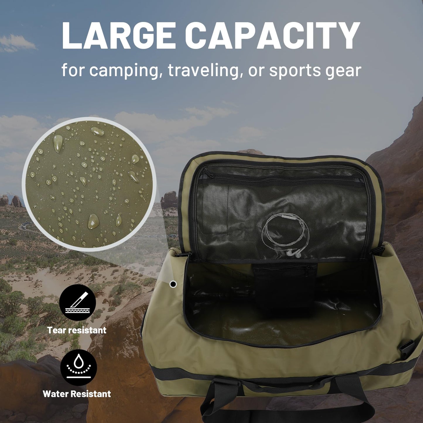 MIER 40L/60L/90L Water Resistant Backpack Duffel, Heavy Duty Duffle Bags