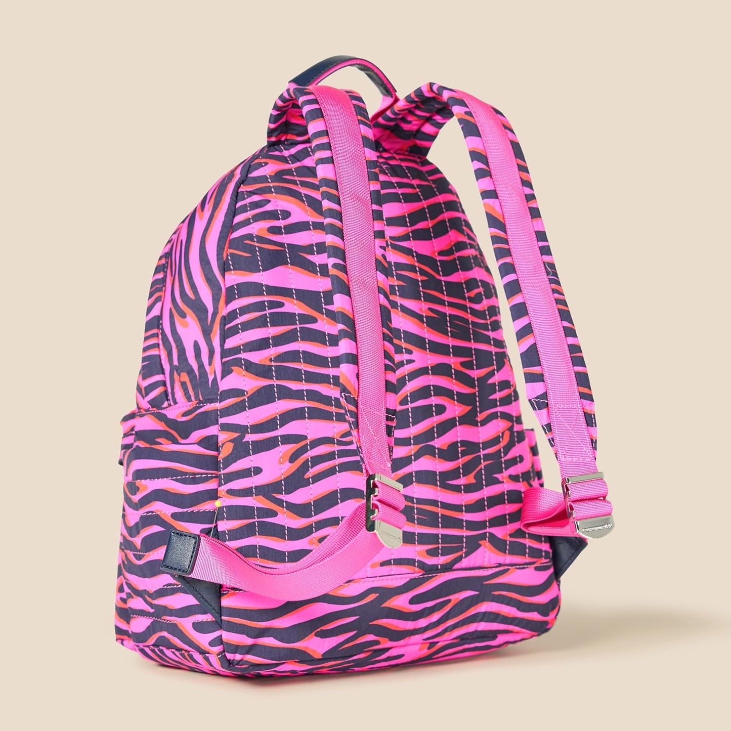 Amazon Essentials Unisex Kids' Nylon School Backpack, Bright Pink Zebra Stripes, One Size
